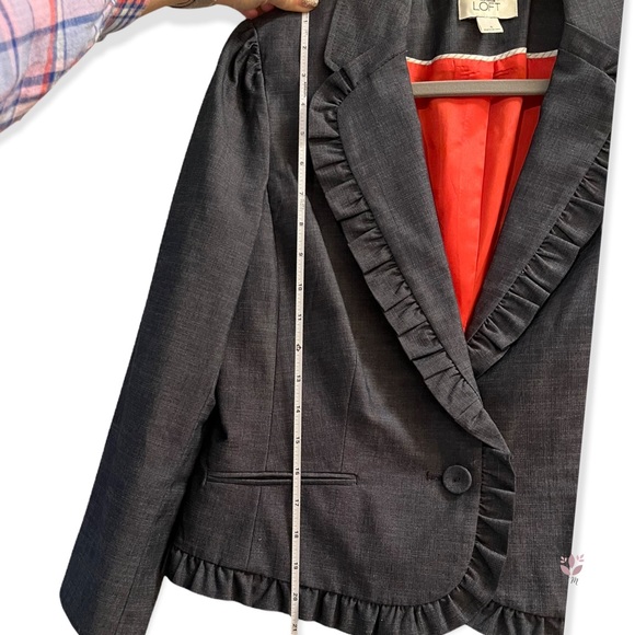 LOFT Chambray Ruffle Collar Blazer - Picture 6 of 6